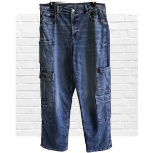 American Eagle Super High Rise Baggy Straight Cargo Jeans Size 16 Plus Size
